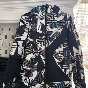 Obermeyer Black and White Geometric Teen’s Ski Jacket